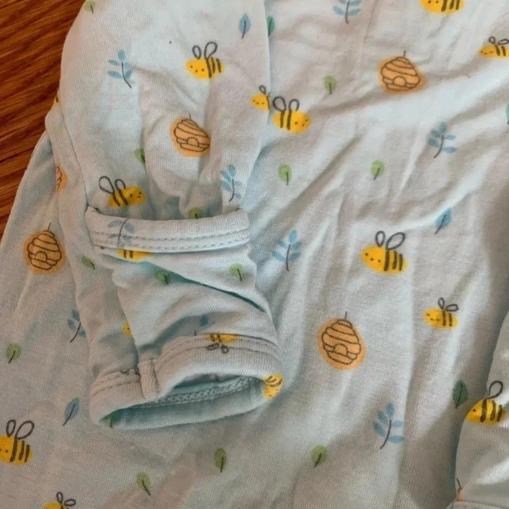 Angel Dear Bamboo Baby Sleeper Gown 0-3 Months Bees Baby Blue - Picture 3 of 5
